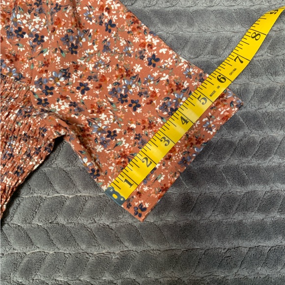 Self Esteem Brown Floral Crop Top Square Neck Side Smocking Juniors Size M - Picture 11 of 11